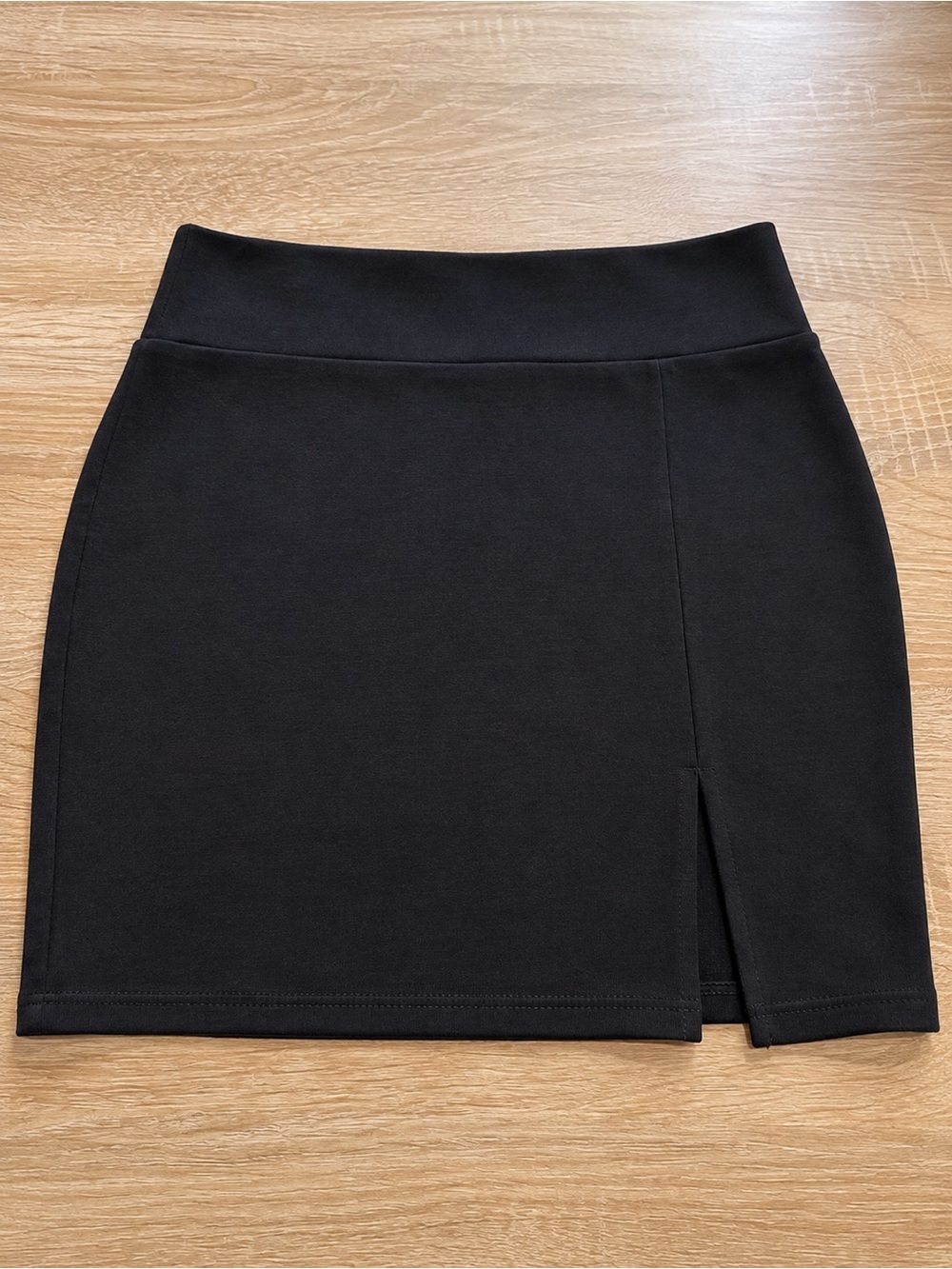 Classic Black Women's Mini Skirt with Front Slit